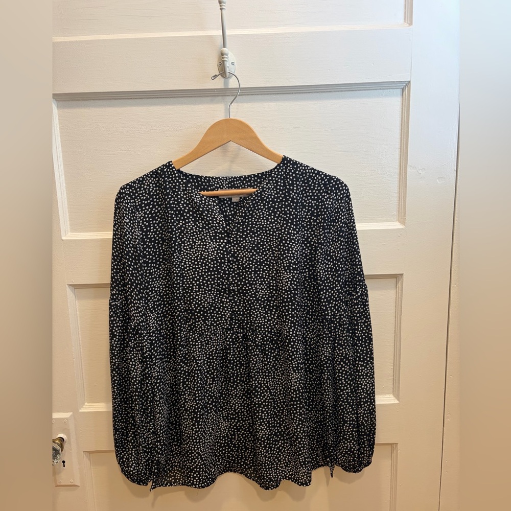 LOFT XS Black & White Women's Casual Blouse, Business Casual Top